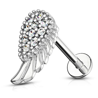 Angel wing-shaped labret with plenty of stones