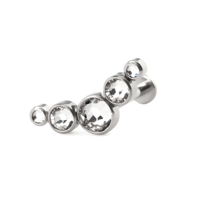Titanium push-in labret with 3 or 5 stones