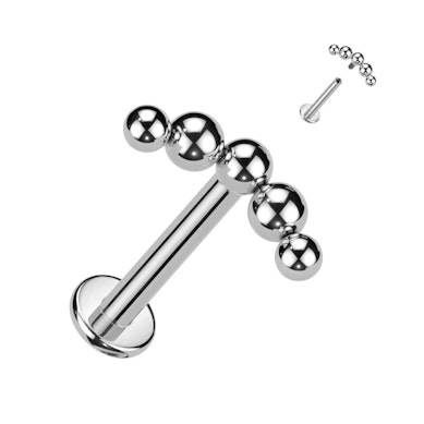 Titanium labret with decorative beaded top