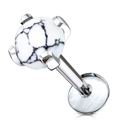 Labret with 4 prong-set gemstone in a variety of choices