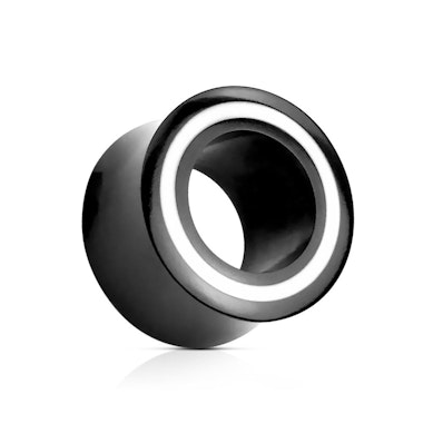 Tunnel in black color with white ring made of bone