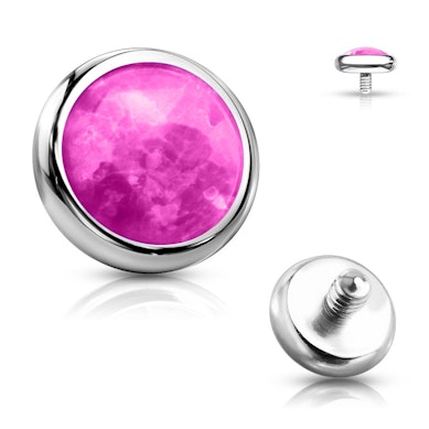 Flat dermal top jewelry with opal stone.