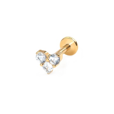 Heart shaped titanium labret with stones