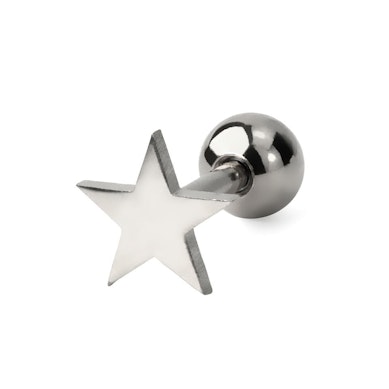 Ear piercing in different colors with design