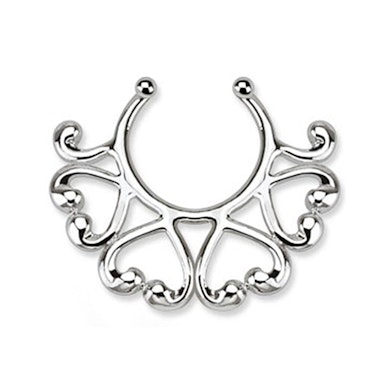 Fake nipple piercing with half heart edge