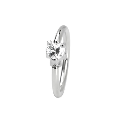 Captive bead ring with heart-shaped gem