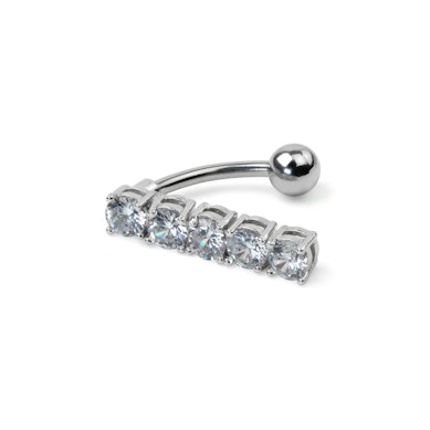 Reverse belly button ring with moving joints