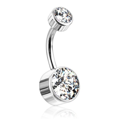 Belly button ring made of titanium with flat balls and internally threaded top