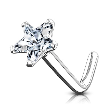 Nose ring made of 14k gold with star-shaped stone