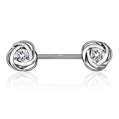 Nipple barbell with stones and roses