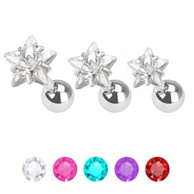 Ear piercing set with star-shaped gem