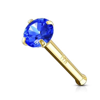 Nose stud made of 14k gold with top gem