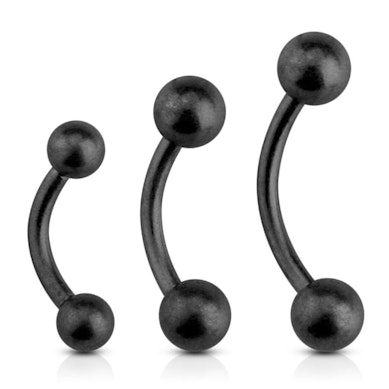 Curved barbell in black matte color