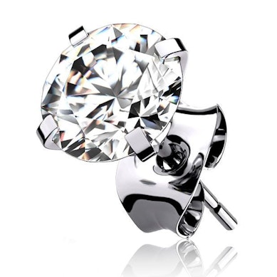 Ear piercing made of titanium with stone