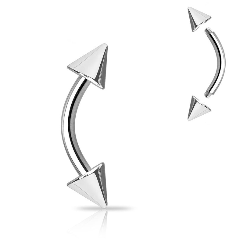 Curved barbell with spikes Body Jewelry