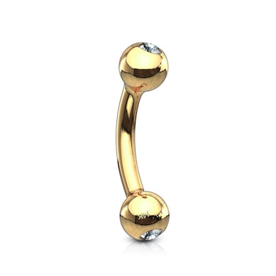 Buet stav med sten af 14 karat guld-8 mm.-14K guld