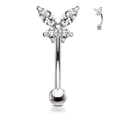 Curved barbell with studded butterfly