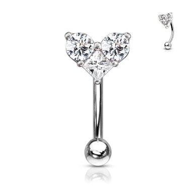 Curved barbell with a heart shape top