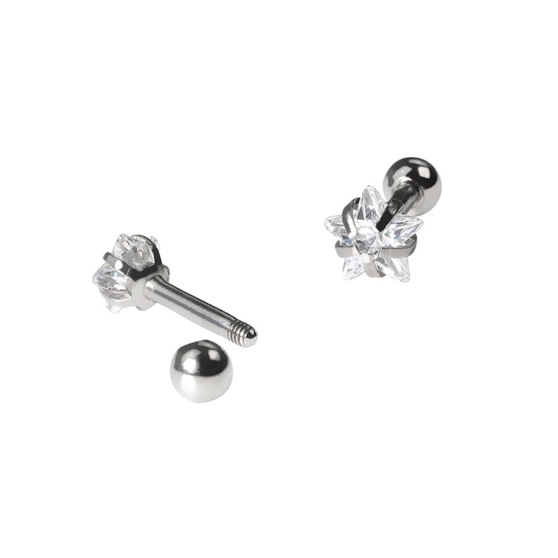 Ear piercing set with star-shaped gem Body Piercing