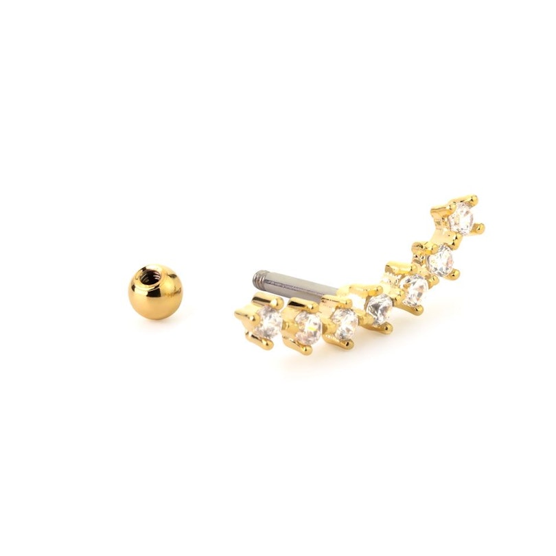 Barbell with curved top and clear stones Body Jewelry