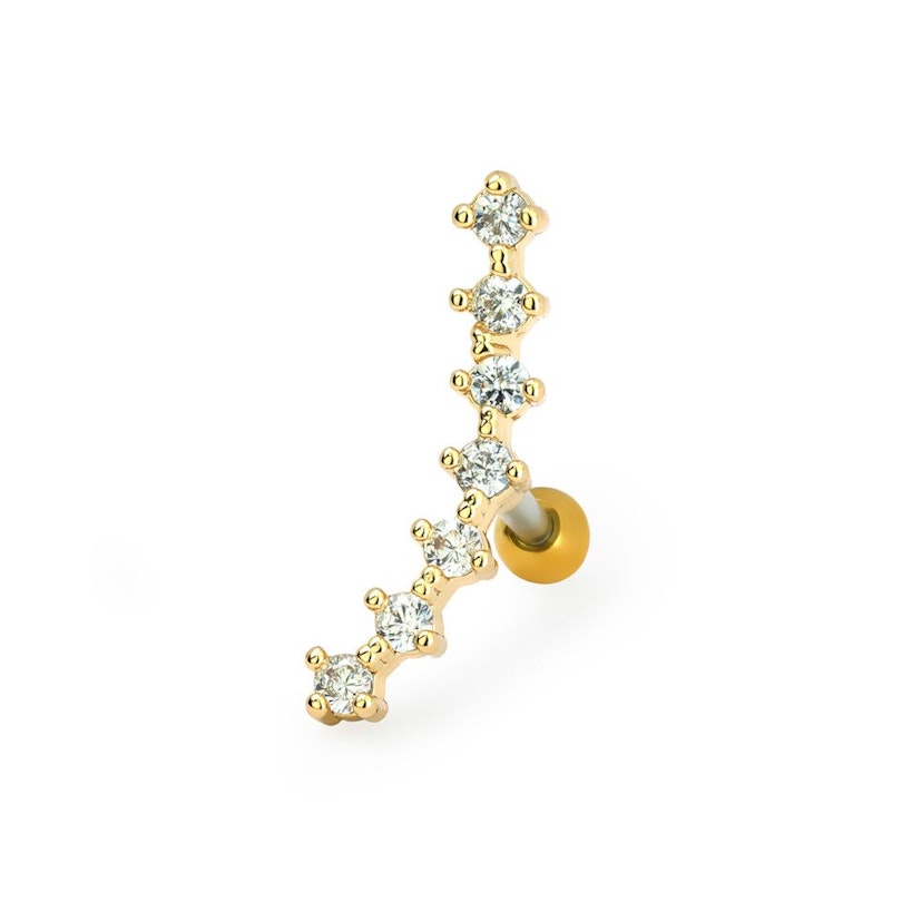 Barbell with curved top and clear stones Piercing Jewelry