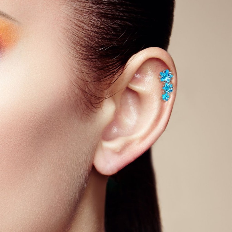 Helix barbell with three stars Piercing Jewelry