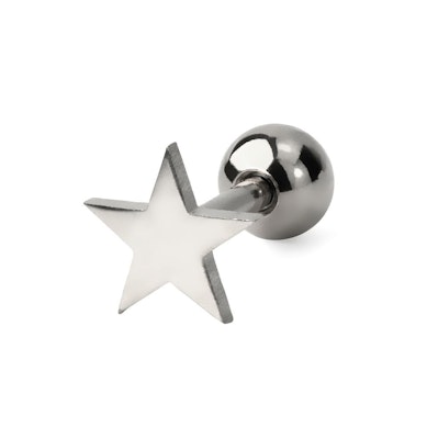 Ear piercing in different colors with design