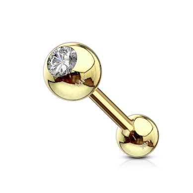 Ørepiercing af 14 karat guld med sten-14K guld