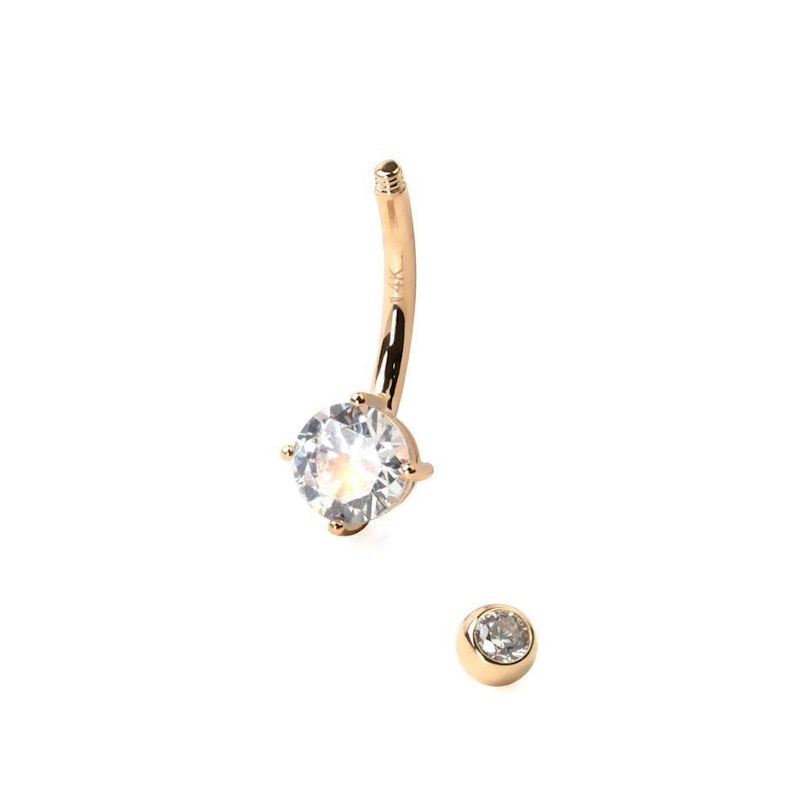 Belly button ring made of 14k gold with round bottom gem Body Piercing