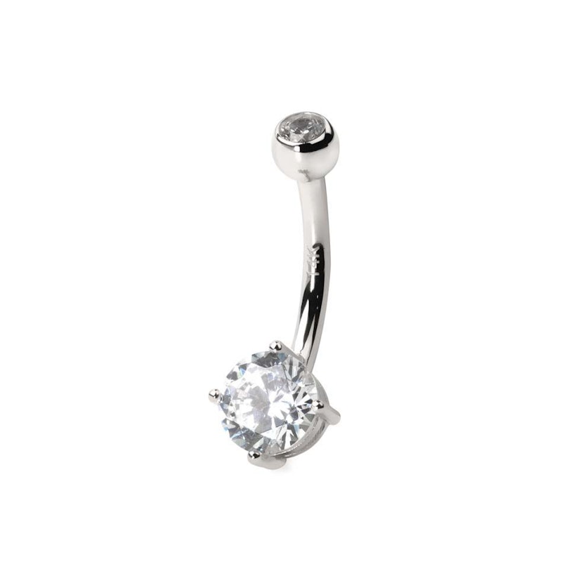 Belly button ring made of 14k gold with round bottom gem Body Piercing