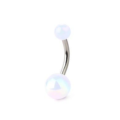 Belly button ring with metallic look balls