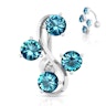 Reverse belly button ring with four staggered stones Piercing