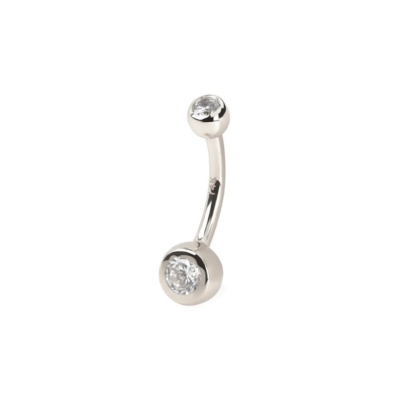 Belly button ring made of 14k gold with bezel-set crystal gem Body Piercing