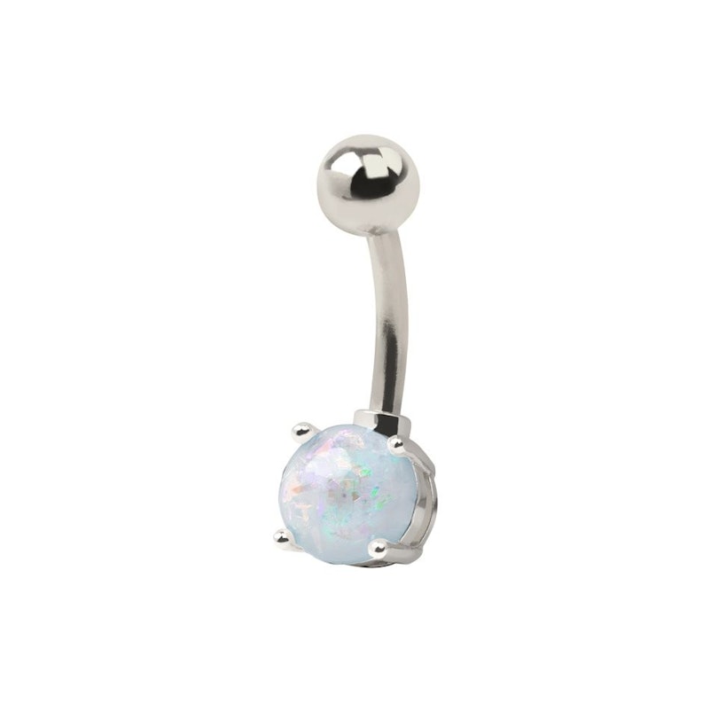 Belly button ring made of surgical steel with opal stone Piercing