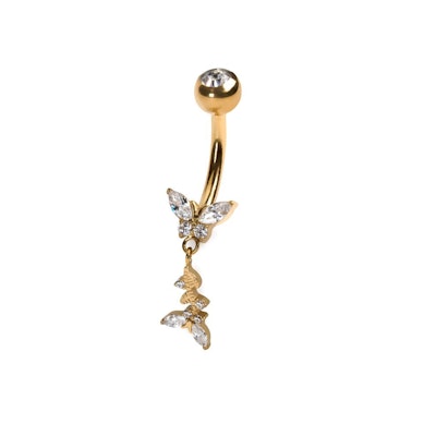 Titanium belly ring with butterflies