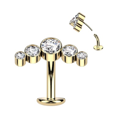 Floating titanium belly ring with crystals