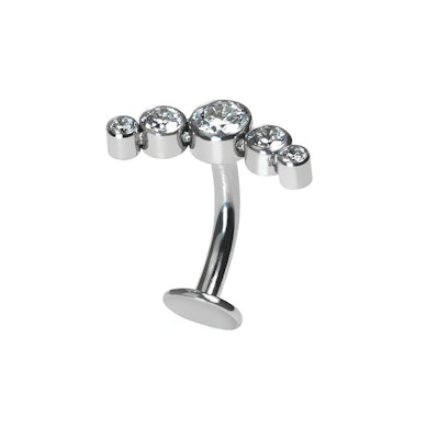 Floating titanium belly ring with crystals