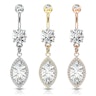 Belly button ring with marquise stone dangle Body Jewelry