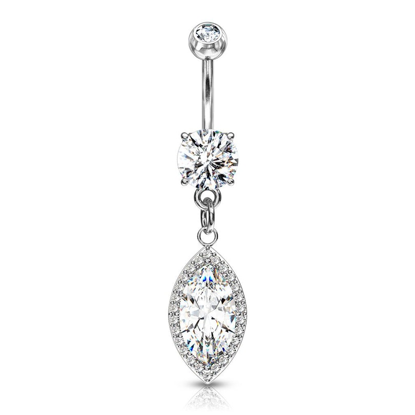 Belly button ring with marquise stone dangle Piercing Jewelry