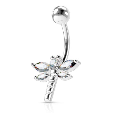 Belly button ring with dragonfly