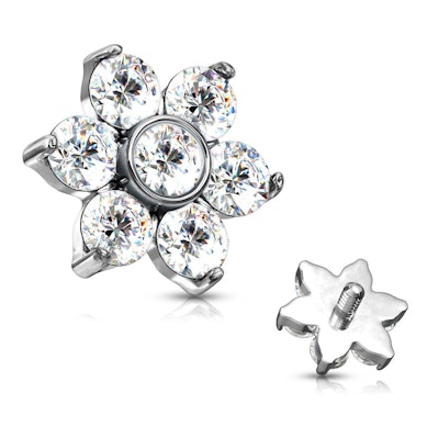 Dermal anchor med sten formet som blomst-Klar