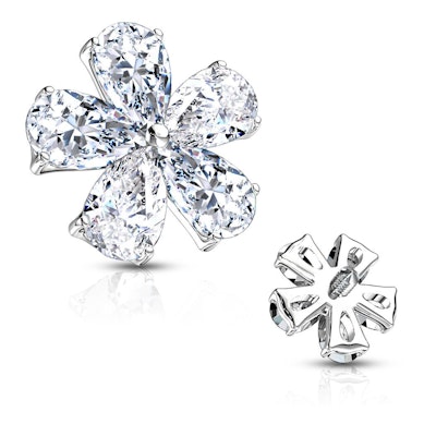 Dermal top flower charm with stones forming its leaves