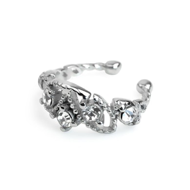 Beautiful ear cuff with gems and beads-silver