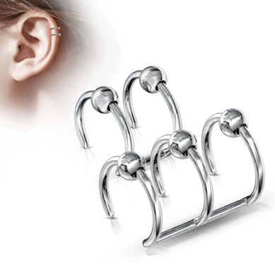 Fake ear piercing with balls