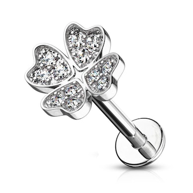 Labret internally threaded with studded clover