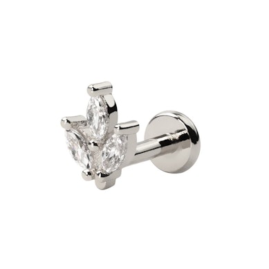 Push-in labret with marquise stones