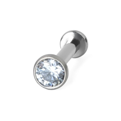 Push-in labret iz titana z uokvirjenim kamnom