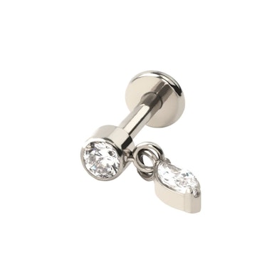 Titanium labret with marquise charm