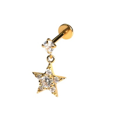 Star dangle labret with gems