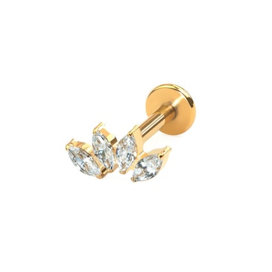 Labret από τιτάνιο με τέσσερα marquise πετράδια